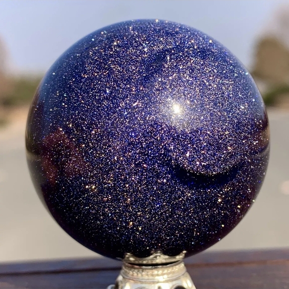 None Other - Blue Goldstone Crystal Sphere Orb #1 New